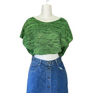 L.E.I. Girls Knit Crop Top – Size 7/8 – Green Dolman Sleeve Y2K Top